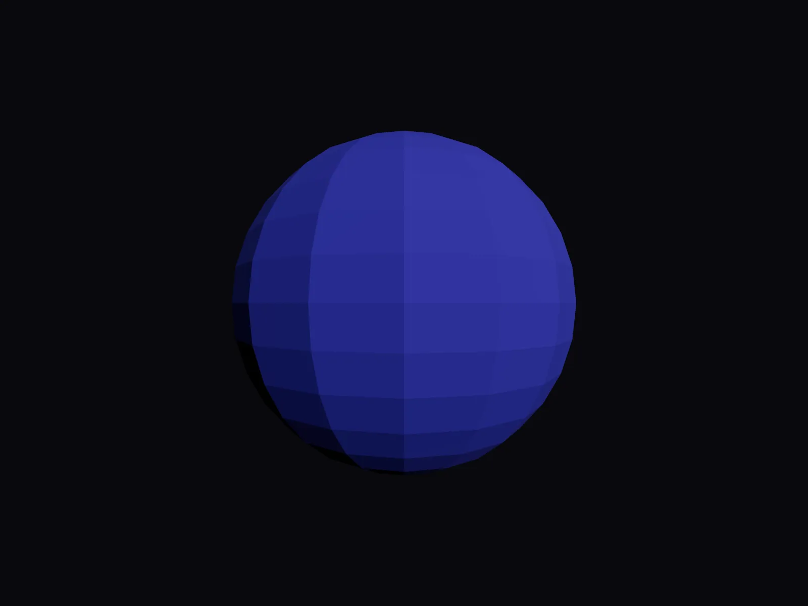 A flat-shaded indigo sphere lit from one side